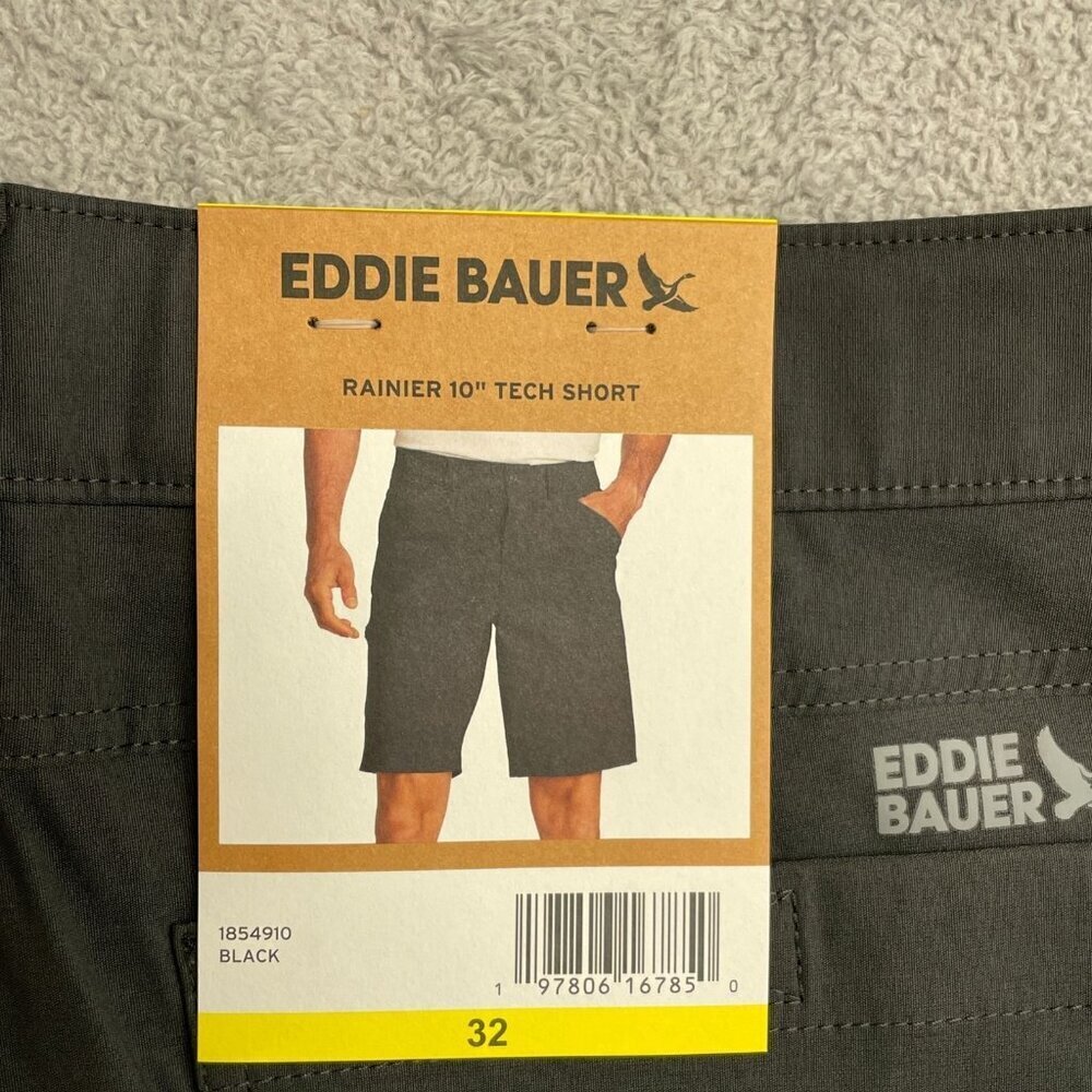 NEW Eddie Bauer Rainier 10” Tech Shorts Men’s 32 Cargo Outdoor Black - Picture 7 of 9